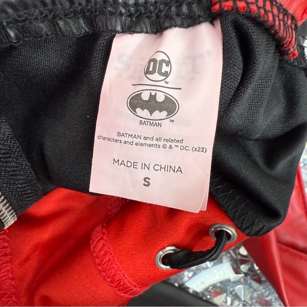 DC Batman Red and Black Faux Leather Bustier with Star and Diamond Accents - Picture 11 of 14